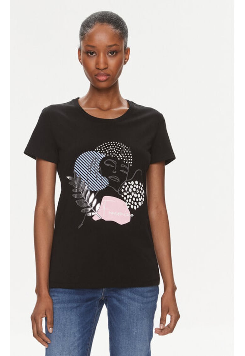 Дамска тениска - 303688677 - Памук - Черен - Черен Fracomina