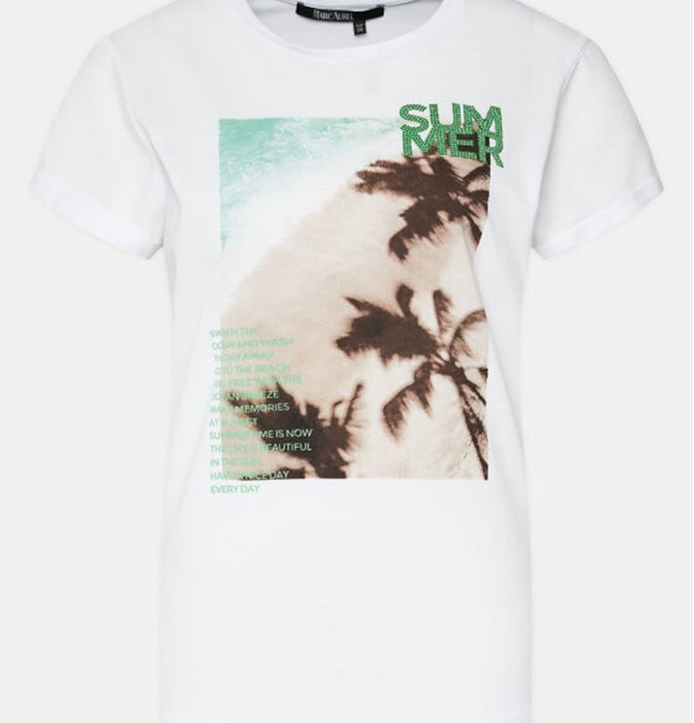 Дамска тениска -  303698805 - Модал/Памук - Бяла - Бял Marc Aurel