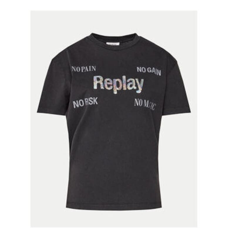 Дамска тениска -  303878115 - Памук - Черен - Черен Replay