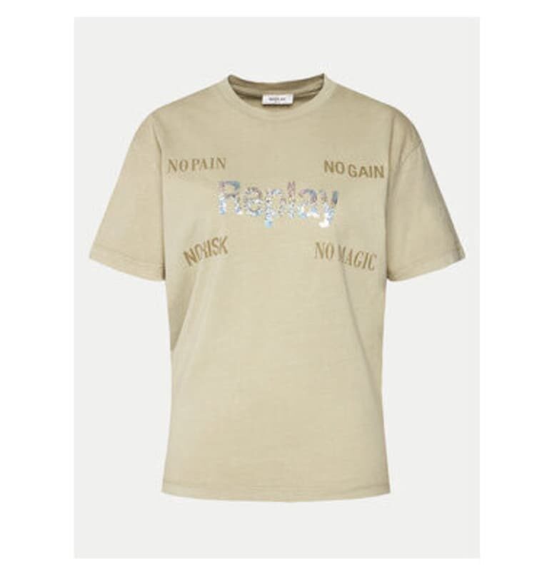 Дамска тениска -  303878122 - Памук - Бежов - Бежов Replay