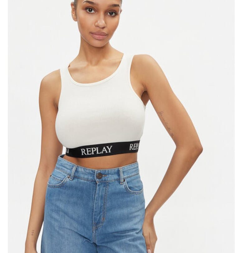 Дамска тениска -  303878177 - Модал/Памук/Еластан - Бежов - Бежов Replay