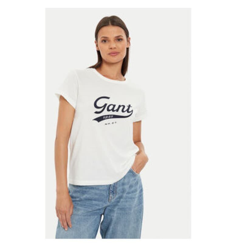 Дамска тениска -  304177736 - Памук - Бяла - Бял Gant