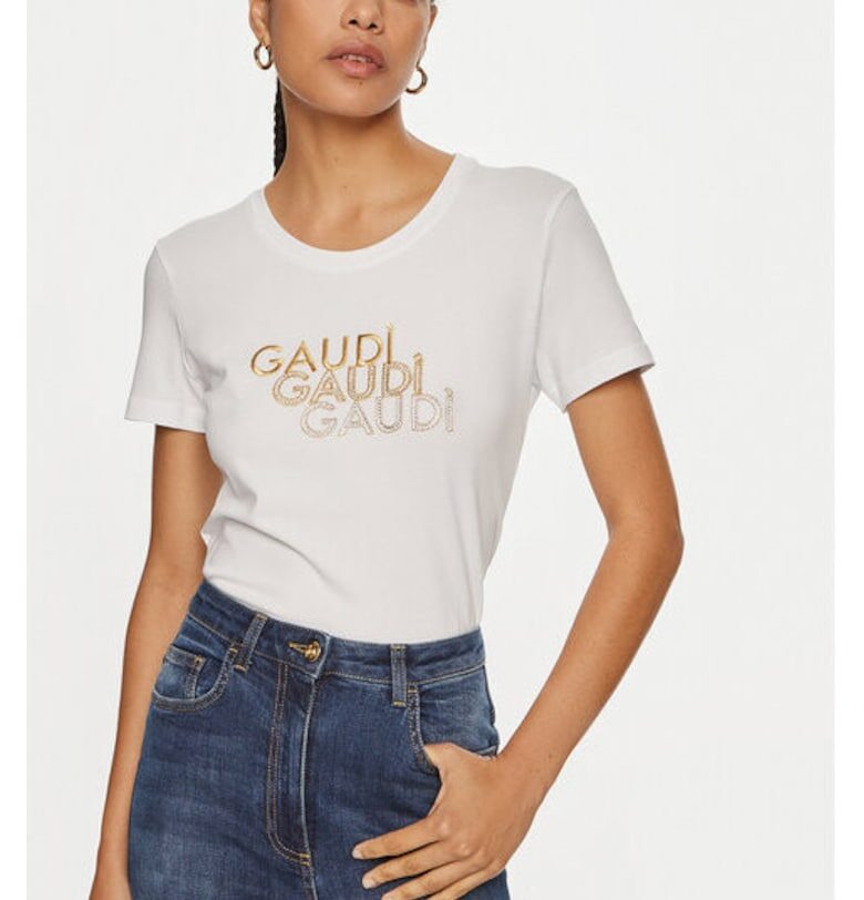 Дамска тениска -  304202834 - Памук - Бяла - Бял Gaudi