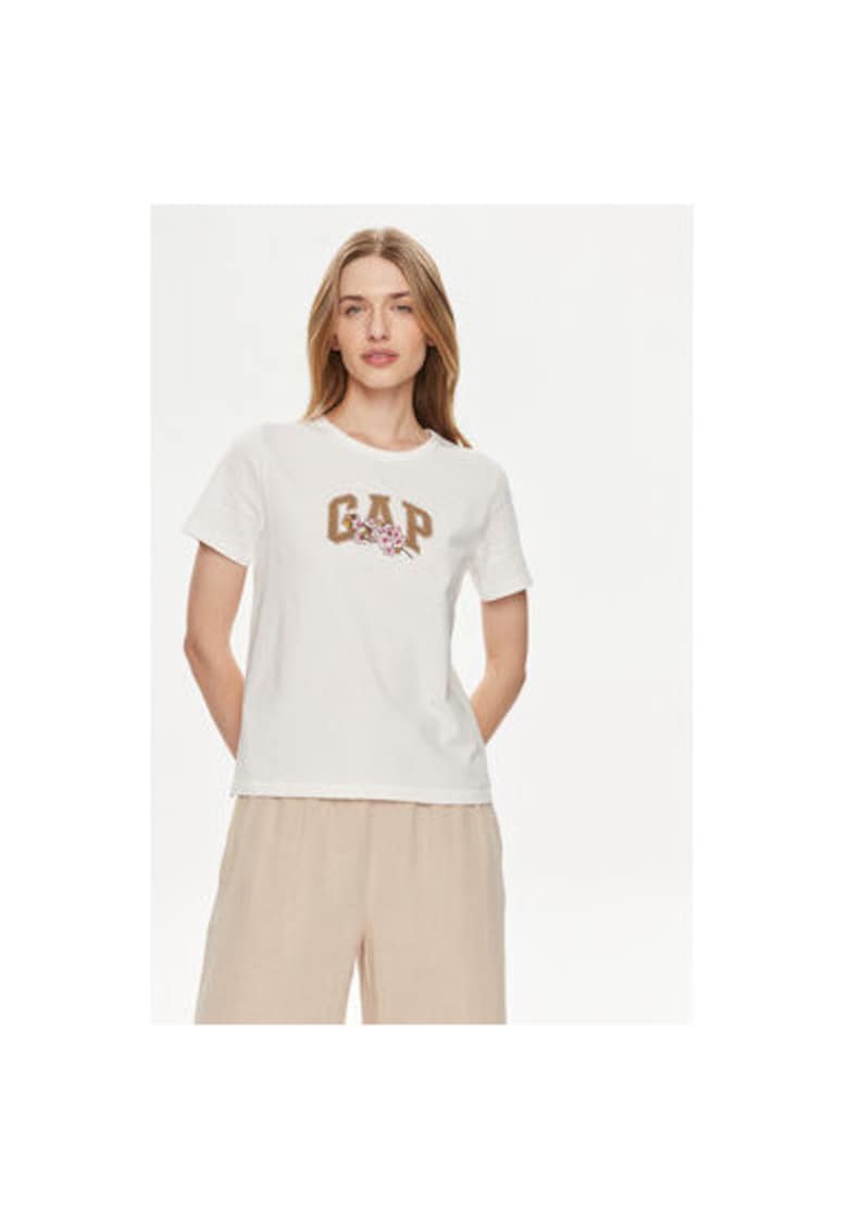 Дамска тениска - 304357824 - Органичен памук - Бяла - Бял GAP