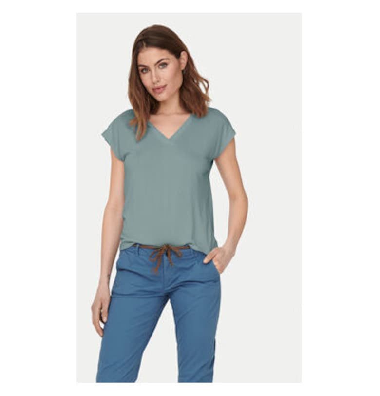 Дамска тениска -  304791147 - Модал/Полиестер - Зелена - Зелен Only