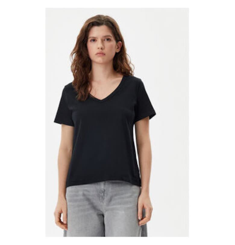 Дамска тениска -  305290663 - Органичен памук - Черна - Черен GAP