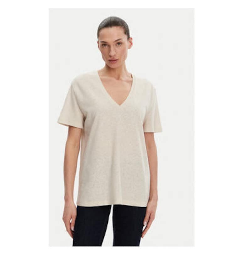 Дамска тениска  53-2148 - Лен/Памук - Бежов - Бежов Access fashion