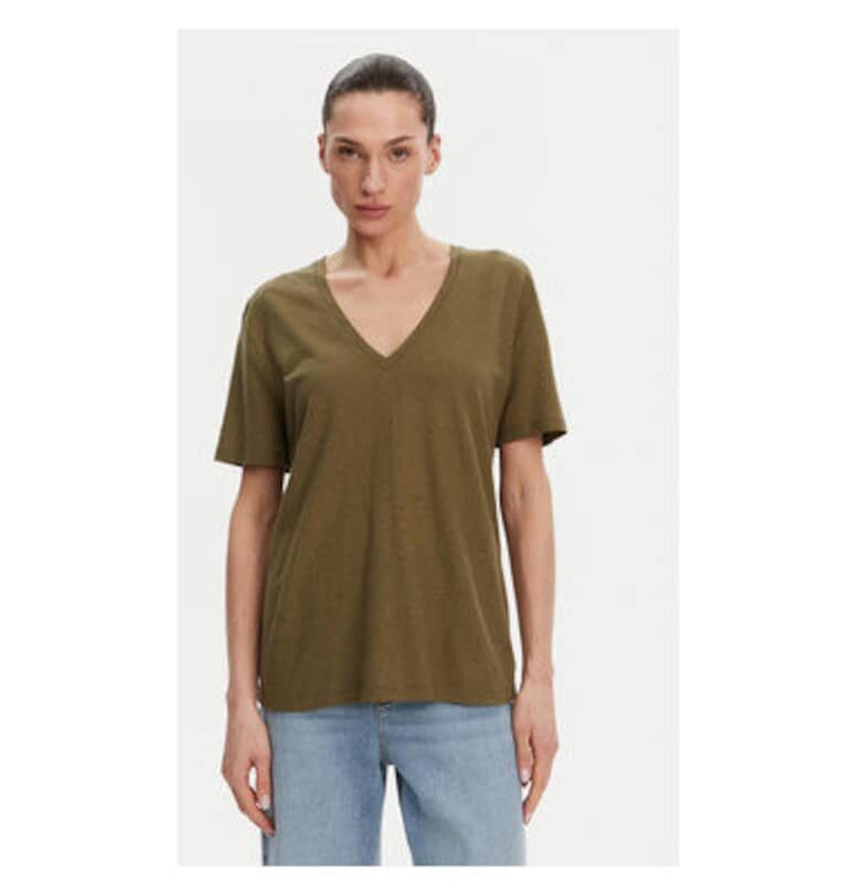 Дамска тениска  53-2148 - Лен/Памук - Зелена - Зелен Access fashion