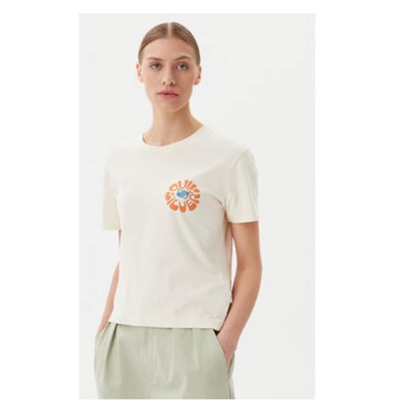 Дамска тениска  EQWZT03181 - Органичен памук - Бежов - Бежов QUIKSILVER