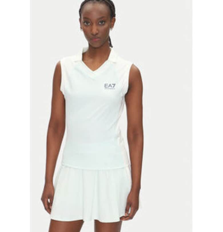 Дамска тениска - Emporio Armani - 7W000200 AF13282 M9040 - бледосиньо/бяло - 85% полиестер - 15% еластан - EA7