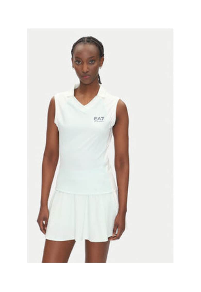 Дамска тениска - Emporio Armani - 7W000200 AF13282 M9040 - бледосиньо/бяло - 85% полиестер - 15% еластан - EA7