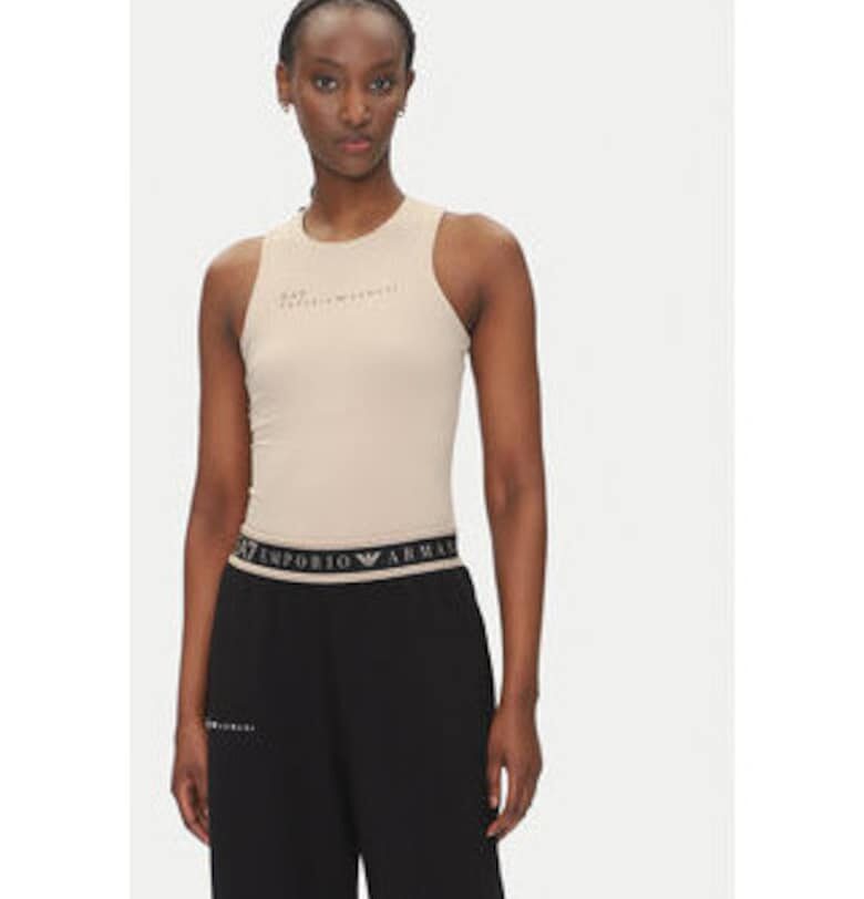 Дамска тениска - Emporio Armani  бежова - полиамид и еластан - Бежов EA7
