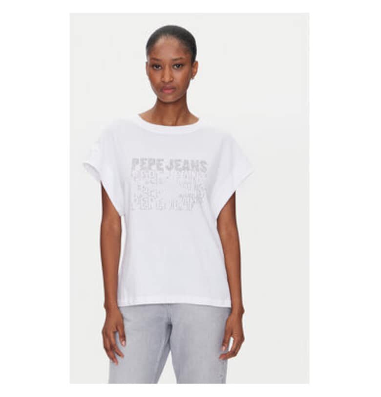 Дамска тениска  PL505996 - Памук - Бял - Бял Pepe Jeans