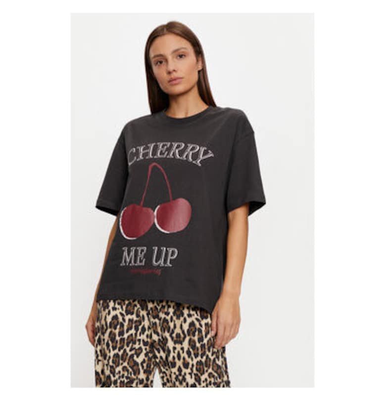 Дамска тениска - Джина Трико - 304883590 - Памук - Черен - Черен Gina Tricot