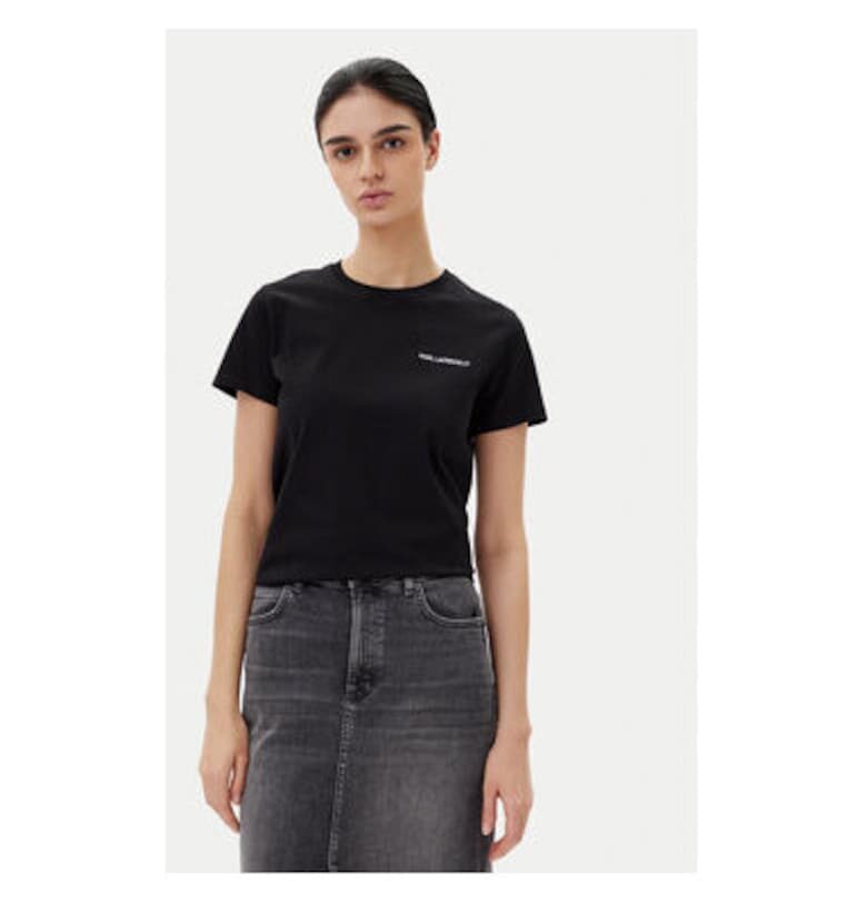 Дамска тениска  памук - черна - Черен Karl Lagerfeld