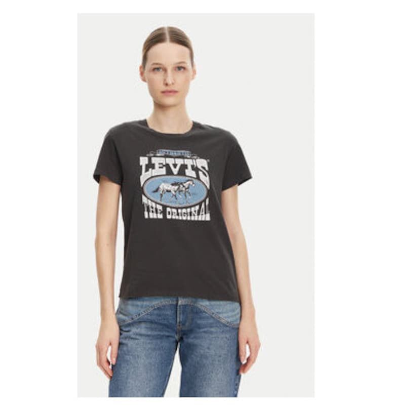 Дамска тениска  размер S - 17369-3023 - памук - черна - Черен Levis