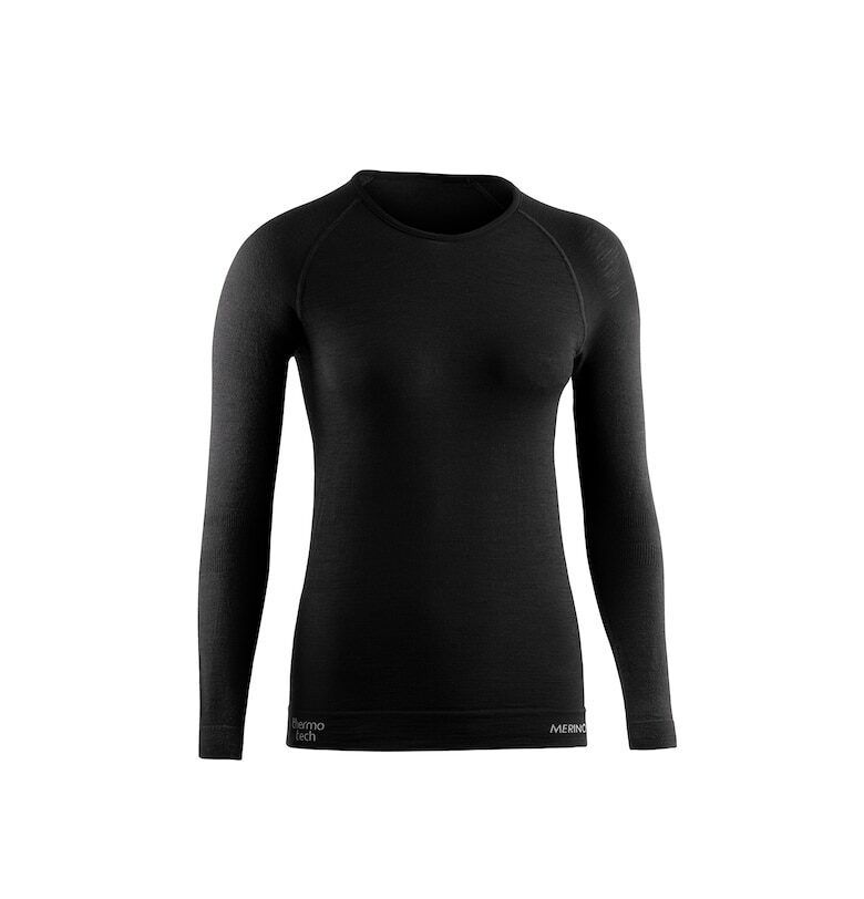 Дамска термо тениска с дълъг ръкав -  Merino Lite - черна Lurbel