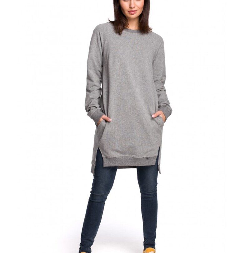 Дамска туника - Памук/Еластан - Кафява - Сив OEM