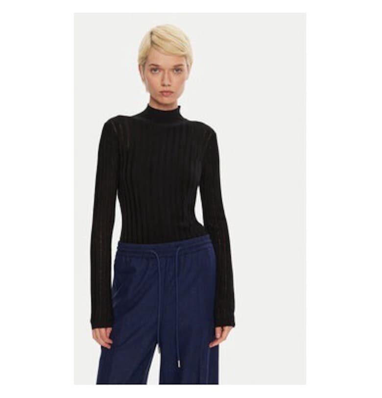 Дамска черна вълнена блуза  Черен BOSS