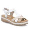 Дамски бели сандали с велкро и комбинирана платформа Rieker V0919-80 Rieker
