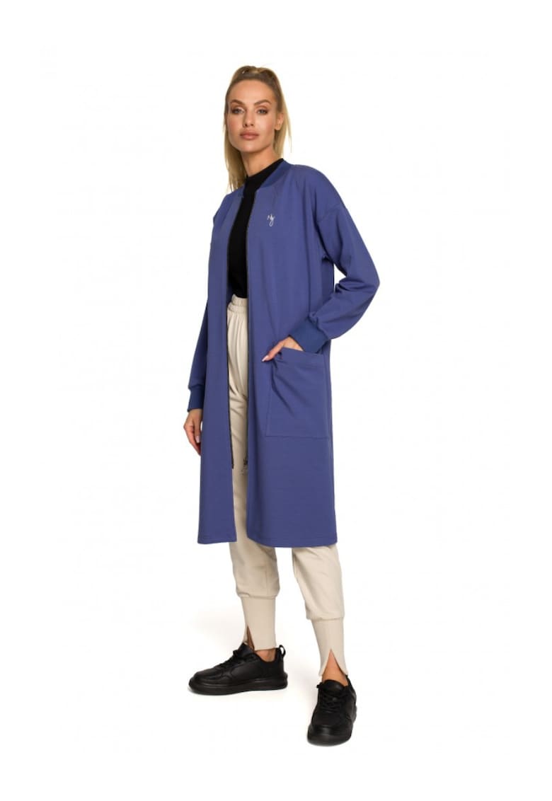 Дамски блейзър С цип - Памук - Еластан - Син - Син MOE