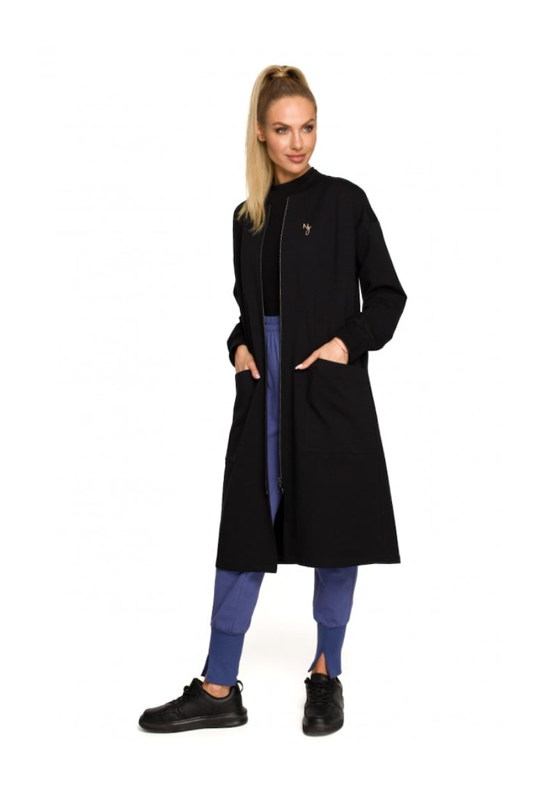 Дамски блейзър С цип - Памук - Еластан - Черен MOE