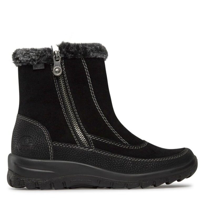 Дамски боти  303216610 - Велур - Черен Rieker