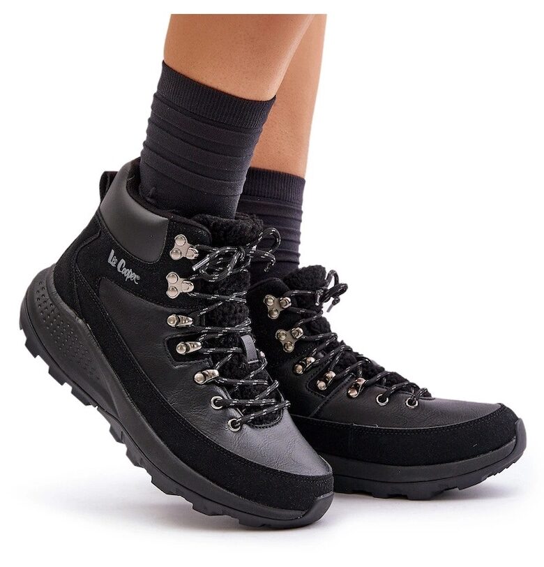 Дамски боти - Lee Cooper - с цип - черни - екологична кожа Le Cooper