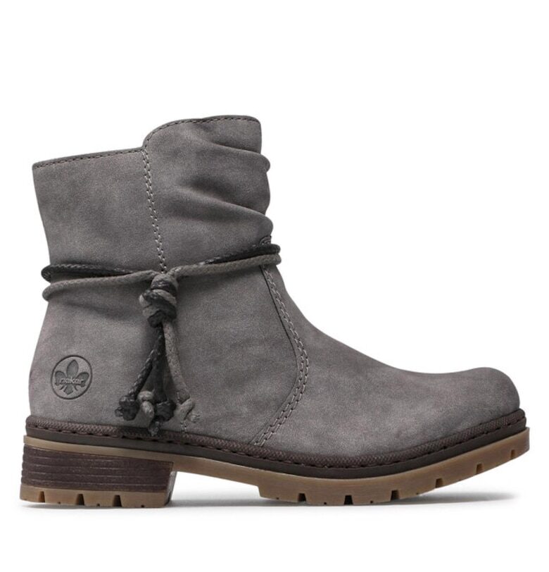 Дамски боти до глезена -  20911601436 - Екокожа - Сив Rieker