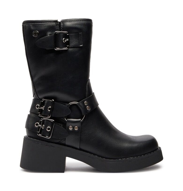 Дамски боти до глезена -  51402 - Екокожа - Черни Refresh