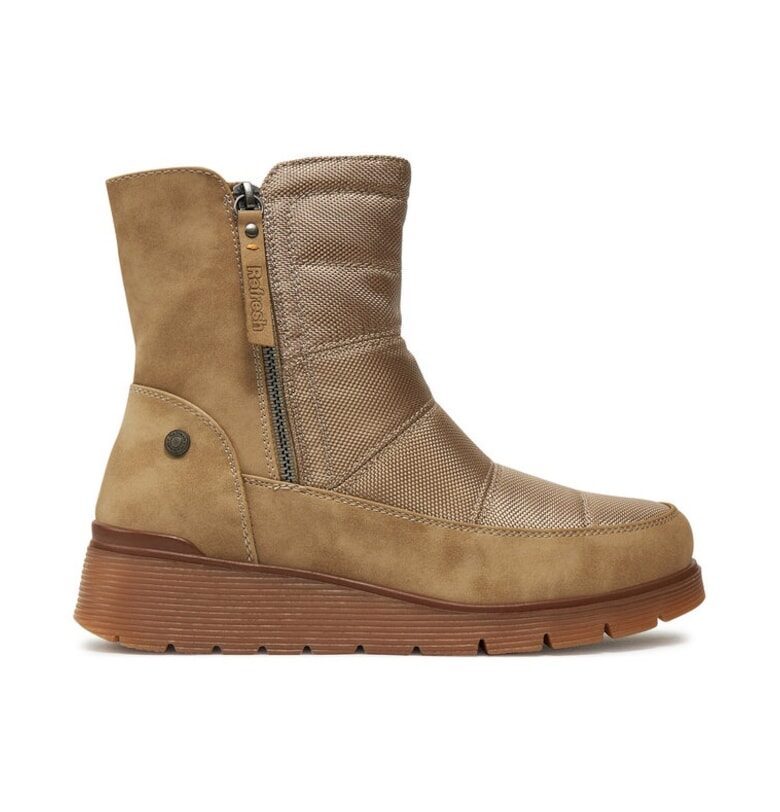 Дамски боти до глезена -  51471 - Екокожа - Бежов Refresh