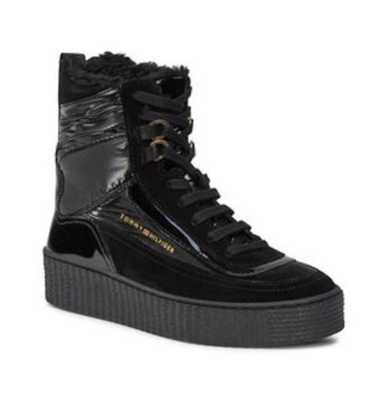 Дамски боти -  естествена кожа - черни - Tommy Hilfiger