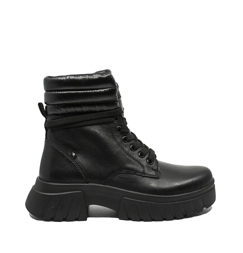 Дамски боти с платформа - черни - естествена кожа RIKW1873-00 Rieker
