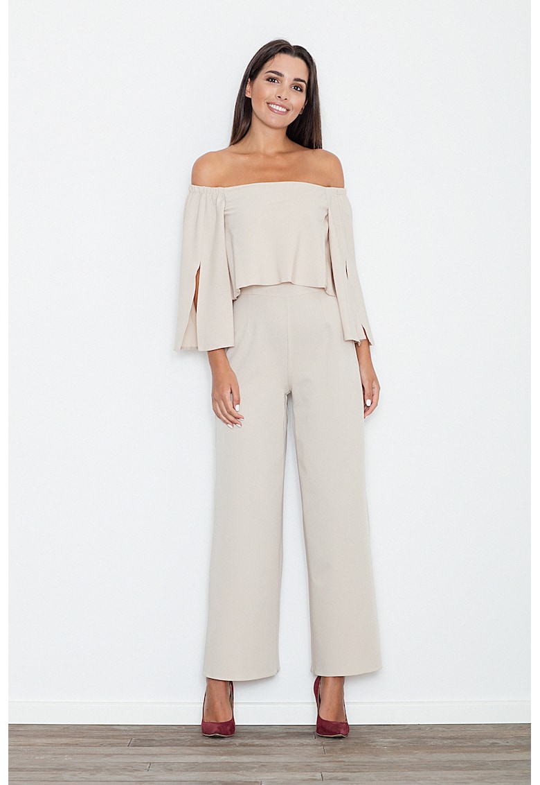 Дамски гащеризон - бежов - вискоза и полиестер - Figl