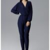 Дамски гащеризон -  дълъг ръкав - полиестер - тъмносин - Figl