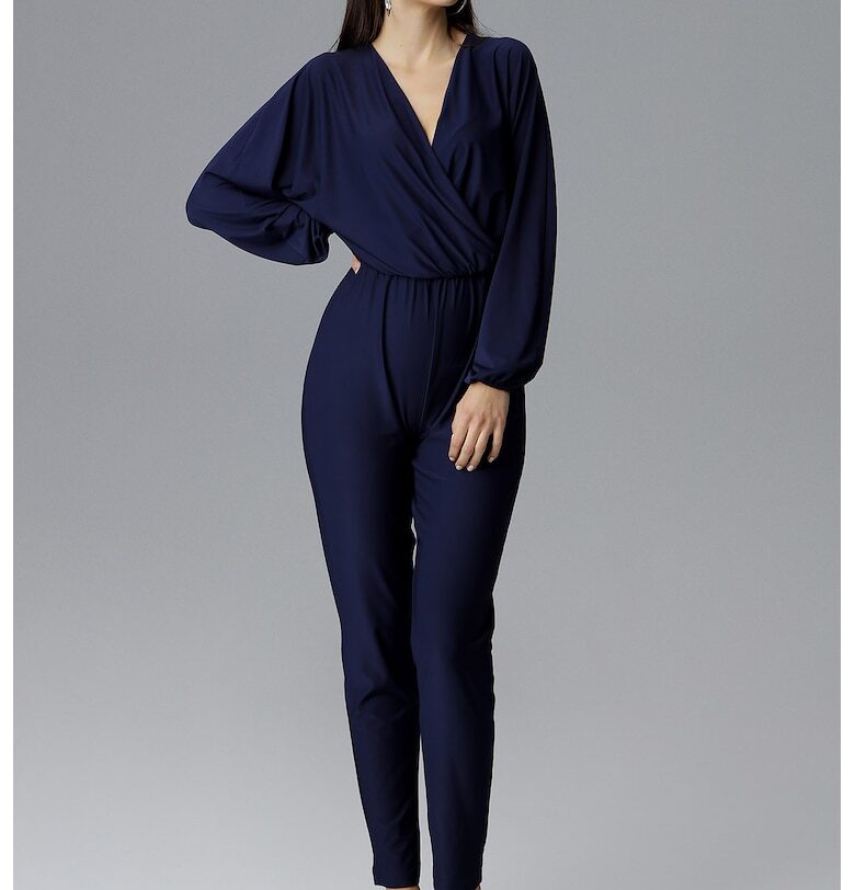 Дамски гащеризон -  дълъг ръкав - полиестер - тъмносин - Figl