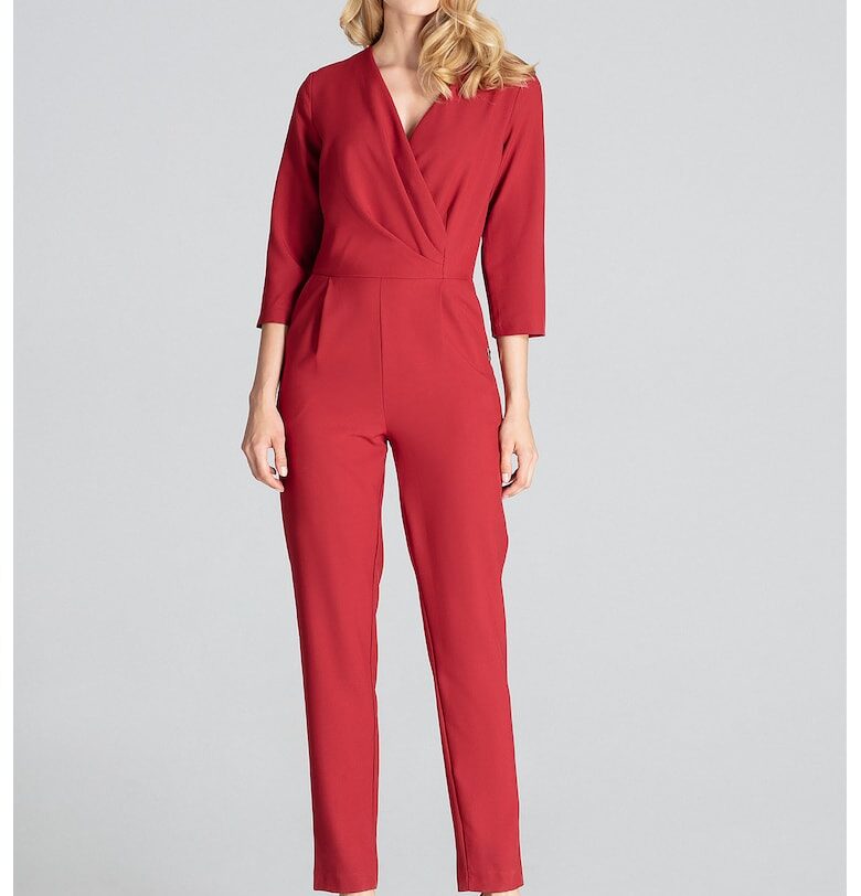 Дамски гащеризон -  елегантен - бордо - полиестер Figl