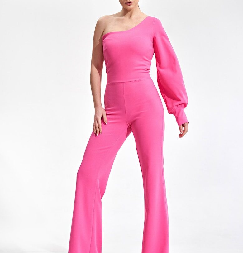 Дамски гащеризон -  елегантен с едно рамо - розов - полиестер - Figl