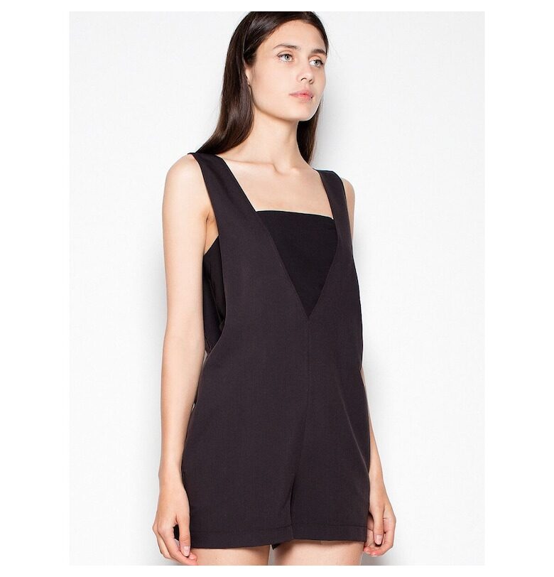 Дамски гащеризон  с ефектно деколте - черен - 65% полиестер - 35% вискоза Venaton