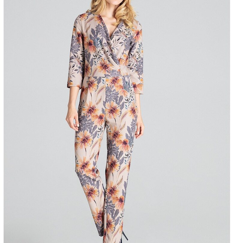 Дамски гащеризон -  флорален - бежов - полиестер - Бежов/Флорален Figl