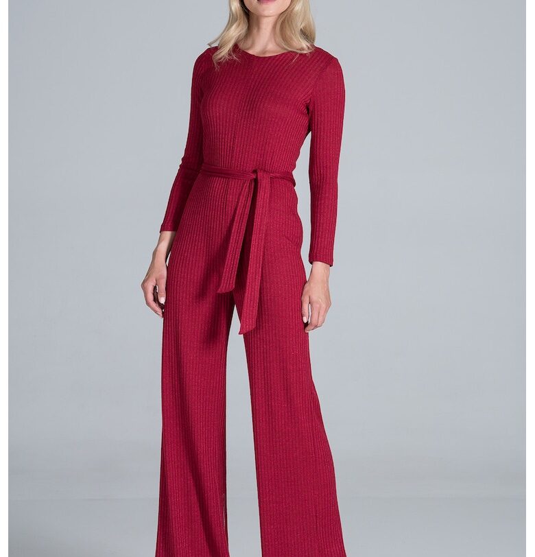 Дамски гащеризон -  широки крачоли - червен - полиестер - Figl