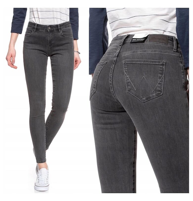 Дамски дънки -  Skinny - 13467-184 - Памучни - Дълги - Petite - Дънкови - W24-L32 US - Сиви Wrangler