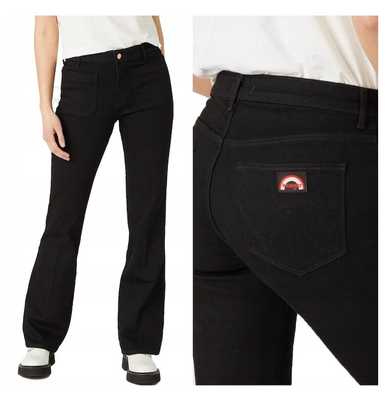 Дамски дънки -  Разкроени - 10767-79 - Памучни - Дълги - Разкроени - Дънкови - W26-L32 US - Черни Wrangler