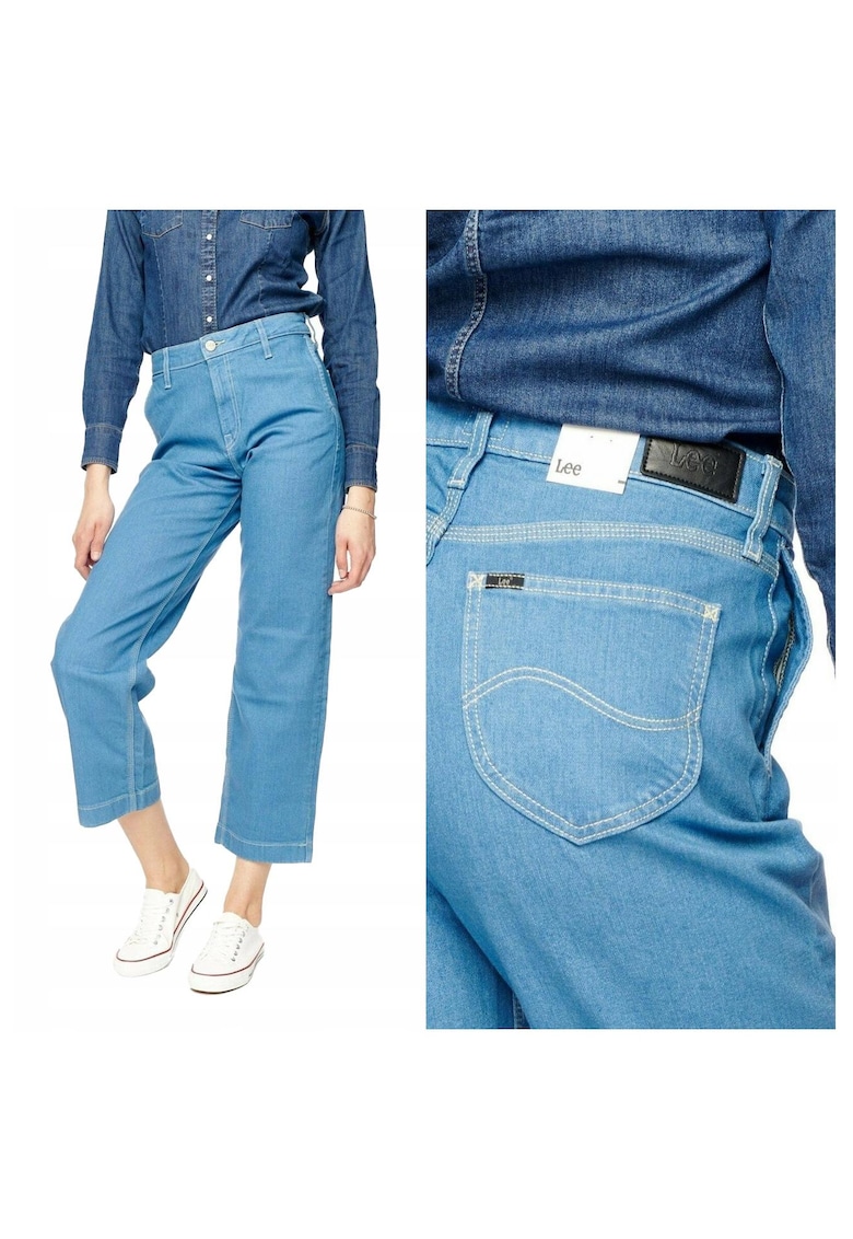 Дамски дънки - Широки крачоли - 20313-46 - Памук - Къси - Стандартна кройка - Дънки - W28-L33 US - Сини Lee