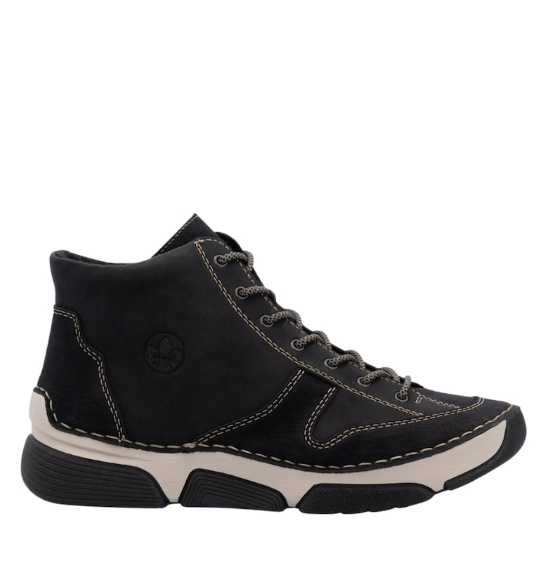 Дамски ежедневни боти -  ANTISTRESS - естествена кожа - черни Rieker