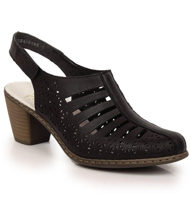 Дамски ежедневни обувки - изработени от кожа  черни Rieker