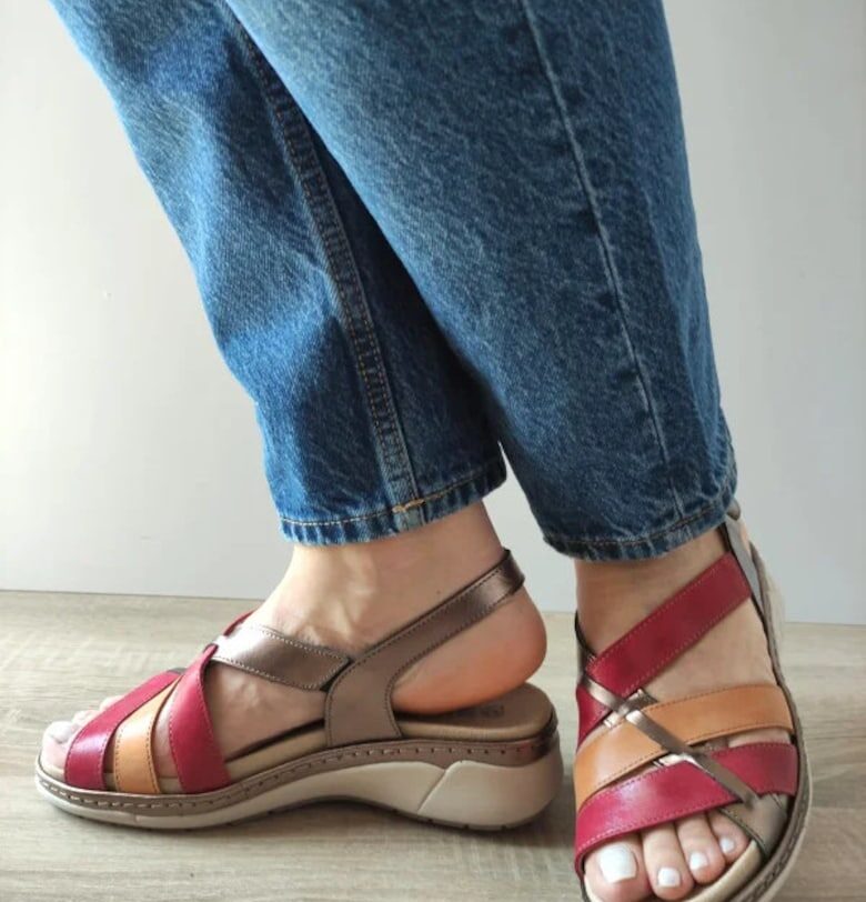 Дамски ежедневни сандали  18006At Azores 15-N Бронз + Бордо + Камил - Бронз - Suave