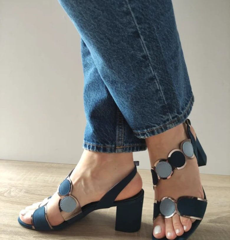 Дамски елегантни сандали  28347-42 - тъмносини/сини Marco Tozzi