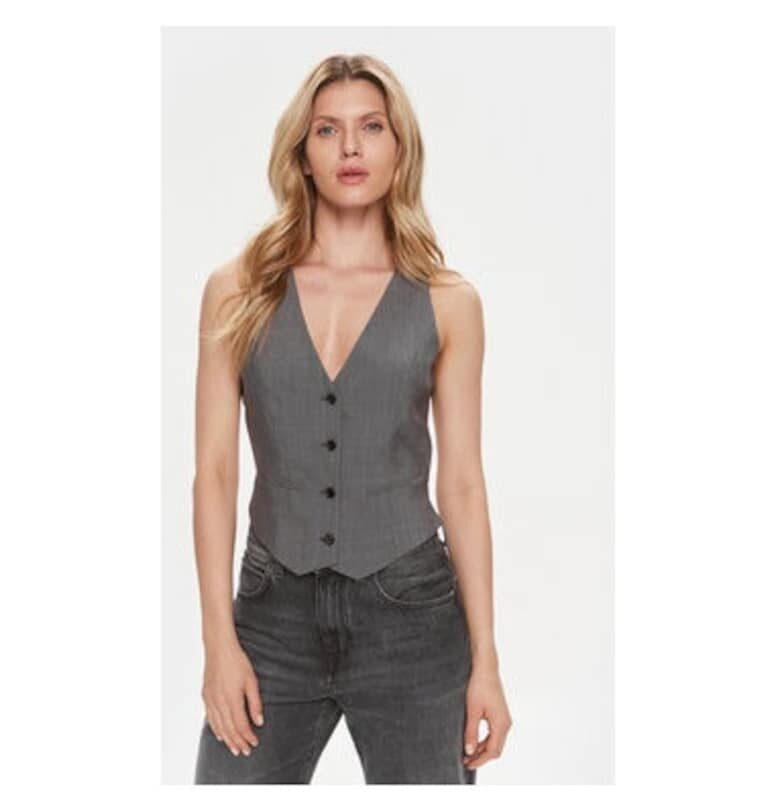 Дамски елек -  303659974 - Вълна - Сив - Сив BOSS