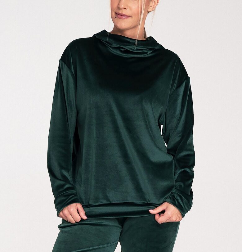 Дамски кадифен суитшърт  в зелено - Зелен Figl